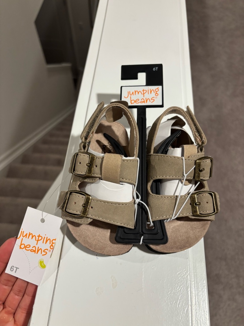 NWT Jumping Beans Kids Tan Double-Buckle Velcro Sandals